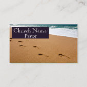 Voetafdrukken in het zand Kerk Pastor Visitekaartje (Voorkant)