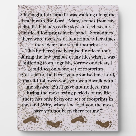 Voetafdrukken in het zand met Jezus Plaque Fotoplaat (Voorkant)