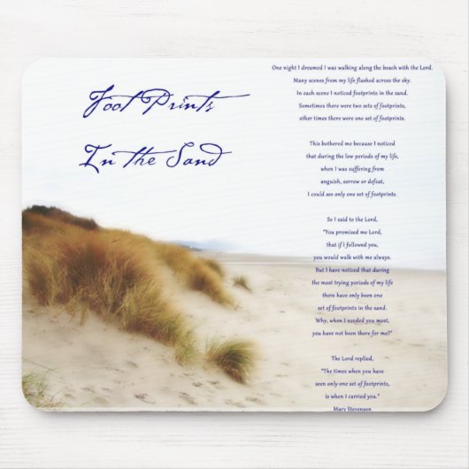 voetafdrukken in het zand muismat (Voorkant)