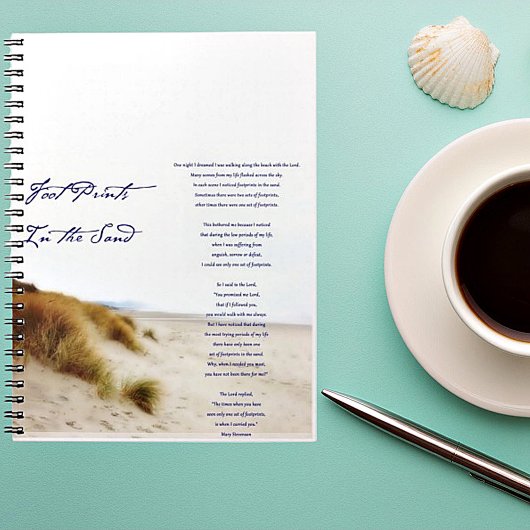 voetafdrukken in het zand notitieboek