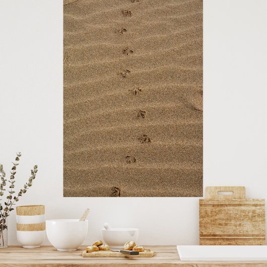 Voetafdrukken in het zand poster (Keuken)