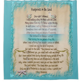 Voetafdrukken in het zand Religieuze gedicht Douchegordijn