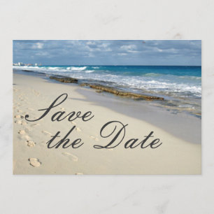 Voetafdrukken in het zand "Save the date" Save The Date