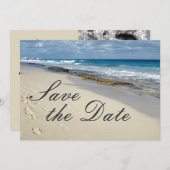 Voetafdrukken in het zand "Save the date" Save The Date (Voorkant / Achterkant)