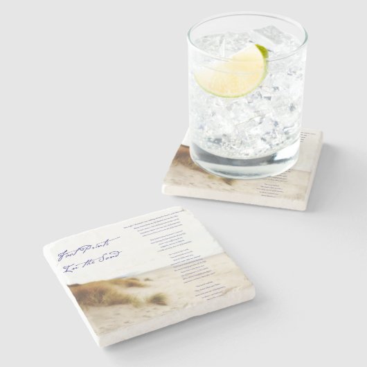 voetafdrukken in het zand stenen onderzetter (Zijkant)