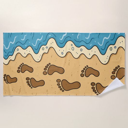 Voetafdrukken in het zand strandlaken (Voorkant)