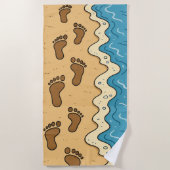 Voetafdrukken in het zand strandlaken (Voorkant)