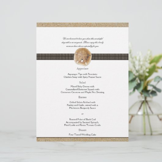 Voetafdrukken in het Zandbruiloft Menu (Staand voorkant)