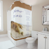 voetafdrukken in het zanddouchegordijn douchegordijn (In situ)