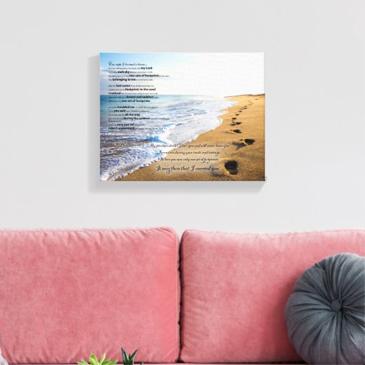 Voetafdrukken in het Zandgedicht 10x8 Canvas Afdruk (Insitu (Woonkamer))