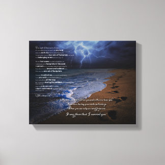 Voetafdrukken in het Zandgedicht 10x8 (stormachtig Canvas Afdruk