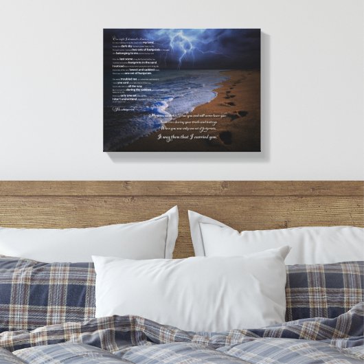 Voetafdrukken in het Zandgedicht 10x8 (stormachtig Canvas Afdruk (Insitu (Slaapkamer))