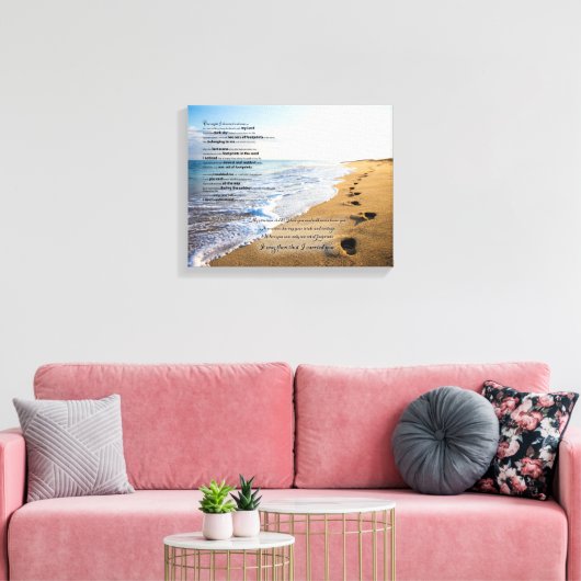 Voetafdrukken in het Zandgedicht 14x11 Canvas Afdruk (Insitu (Woonkamer))