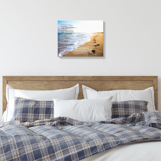 Voetafdrukken in het Zandgedicht 14x11 Canvas Afdruk (Insitu (Slaapkamer))