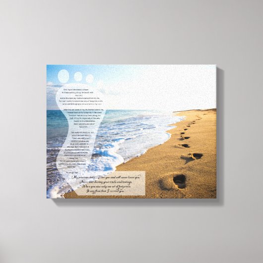 Voetafdrukken in het Zandgedicht 14x11 Canvas Afdruk (Voorkant)