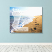 Voetafdrukken in het Zandgedicht 20x16 Canvas Afdruk (Insitu (Houten vloer))