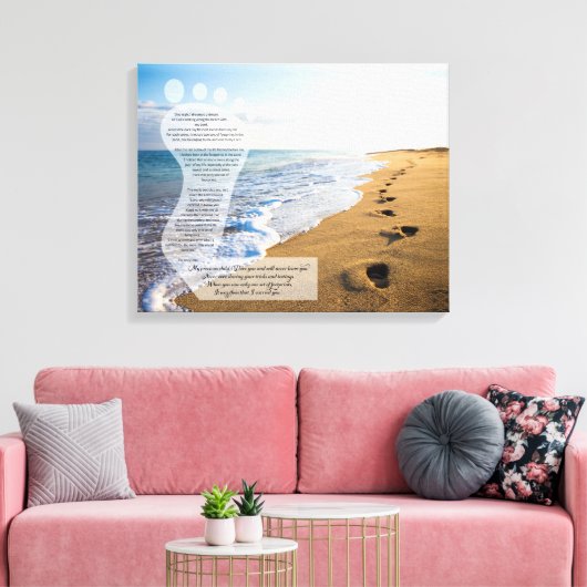 Voetafdrukken in het Zandgedicht 20x16 Canvas Afdruk (Insitu (Woonkamer))