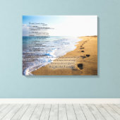 Voetafdrukken in het Zandgedicht 20x16 Canvas Afdruk (Insitu (Houten vloer))