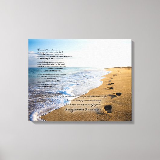 Voetafdrukken in het Zandgedicht 20x16 Canvas Afdruk (Voorkant)