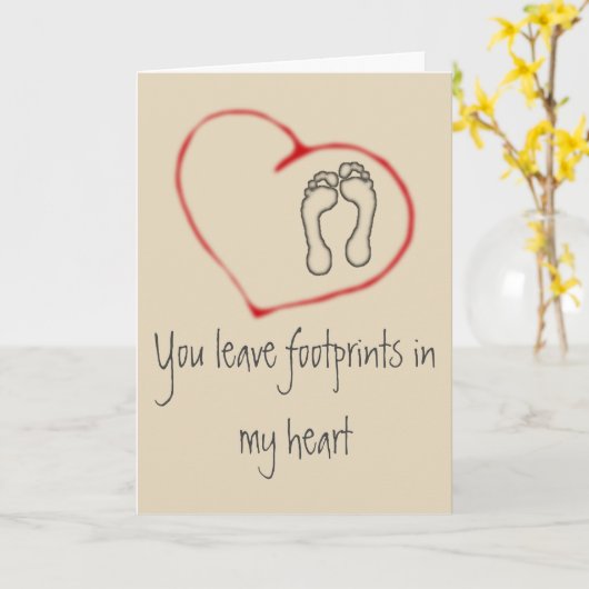 Voetafdrukken in mijn hart Valentijnse kaart (Gele Bloem)