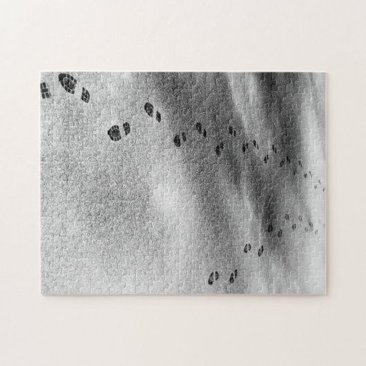 Voetafdrukken in sneeuw legpuzzel (Horizontaal)