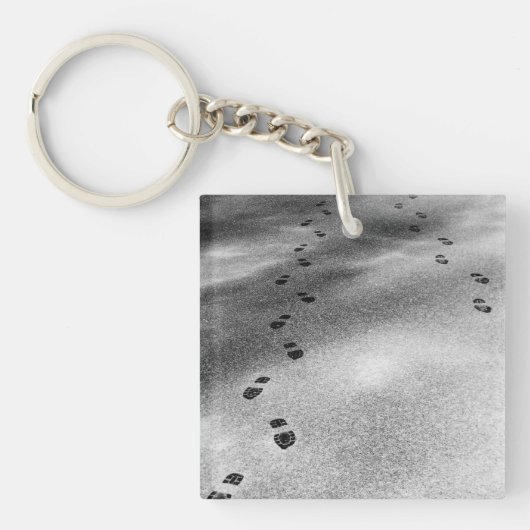 Voetafdrukken in sneeuw sleutelhanger (Voorkant)