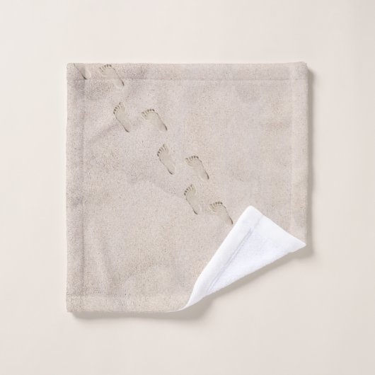 Voetafdrukken in Strandzand Bad Handdoek (Wasdoekje)