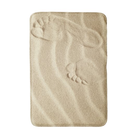 voetafdrukken in zand als achtergrond badmat (Voorkant Verticaal)
