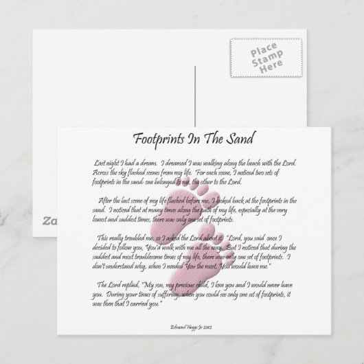 voetafdrukken in zand briefkaart (Voorkant / Achterkant)