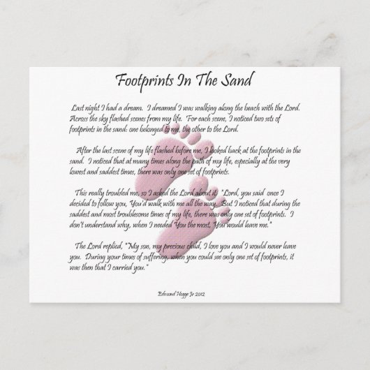 voetafdrukken in zand briefkaart (Voorkant)