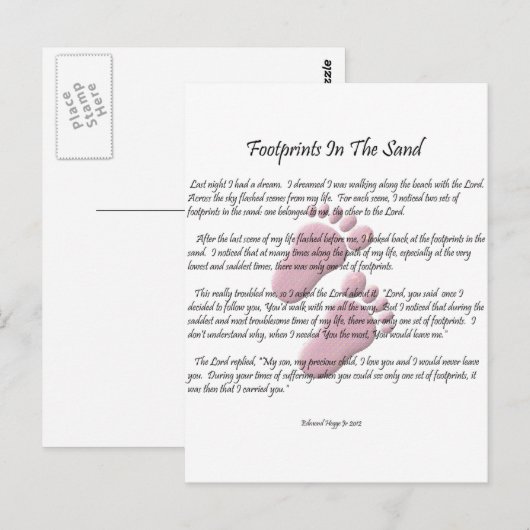 voetafdrukken in zand briefkaart (Voorkant / Achterkant)