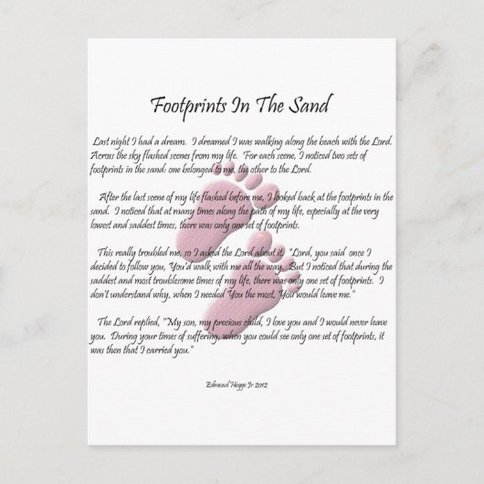 voetafdrukken in zand briefkaart (Voorkant)