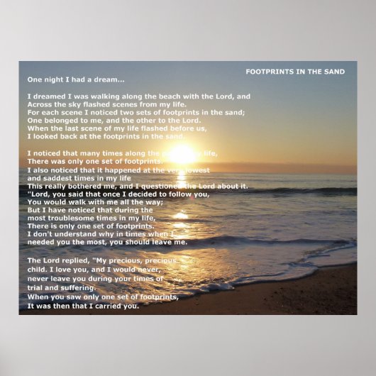 voetafdrukken in zand poster (Voorkant)