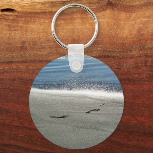 voetafdrukken in zand sleutelhanger (Voorkant)