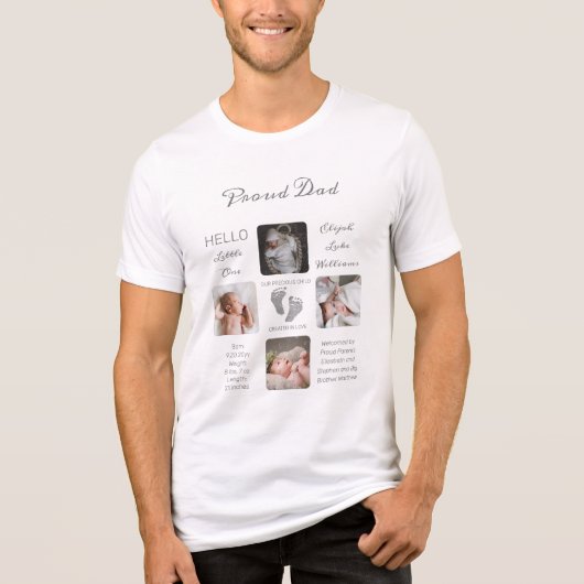 Voetafdrukken Meerdere foto Geboorte Keepsake Papa Tri-Blend Shirt (Voorkant)