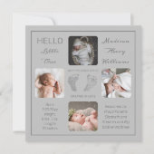 Voetafdrukken Meerdere foto-geboorteaankondiging (Voorkant)