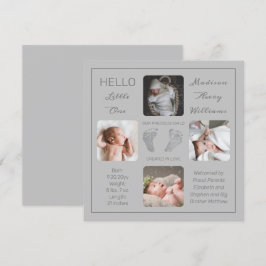 Voetafdrukken Meerdere foto-geboorteaankondiging