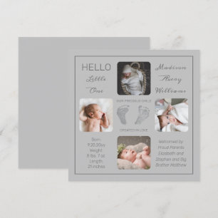 Voetafdrukken Meerdere foto-geboorteaankondiging