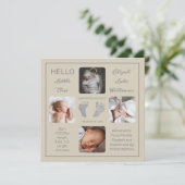 Voetafdrukken Meerdere foto-geboorteaankondiging (Staand voorkant)