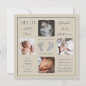 Voetafdrukken Meerdere foto-geboorteaankondiging (Voorkant)