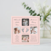 Voetafdrukken Meerdere foto-geboorteaankondiging (Staand voorkant)