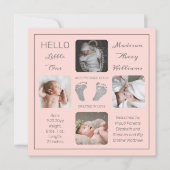 Voetafdrukken Meerdere foto-geboorteaankondiging (Voorkant)