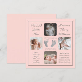 Voetafdrukken Meerdere foto-geboorteaankondiging