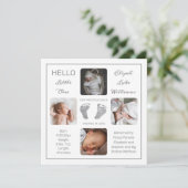 Voetafdrukken Meerdere foto-geboorteaankondiging (Staand voorkant)