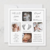 Voetafdrukken Meerdere foto-geboorteaankondiging (Voorkant)