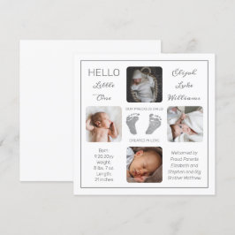 Voetafdrukken Meerdere foto-geboorteaankondiging