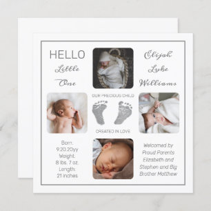 Voetafdrukken Meerdere foto-geboorteaankondiging