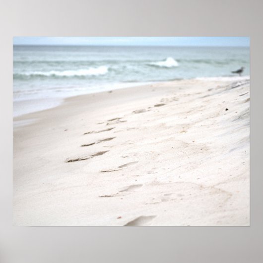 Voetafdrukken op de Beach Sand 16x20 Poster afdruk (Voorkant)