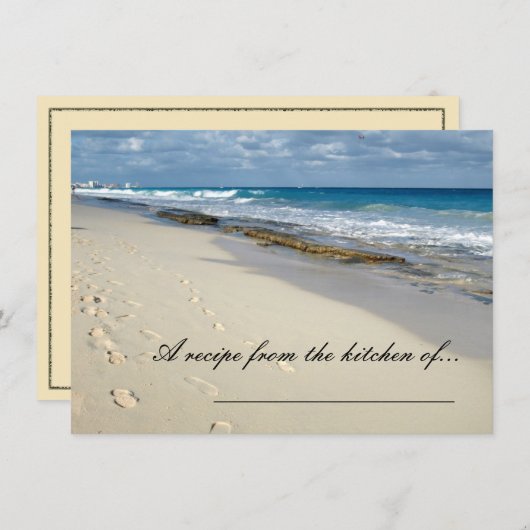 Voetafdrukken op de kaarten van het strandrecept (Voorkant / Achterkant)