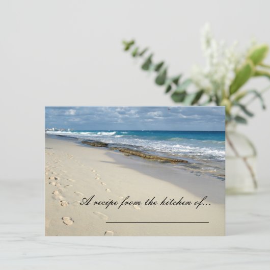 Voetafdrukken op de kaarten van het strandrecept (Staand voorkant)